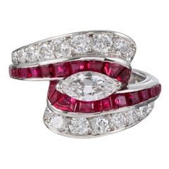 Oscar Heyman Retro Style Ruby and Diamond Ring