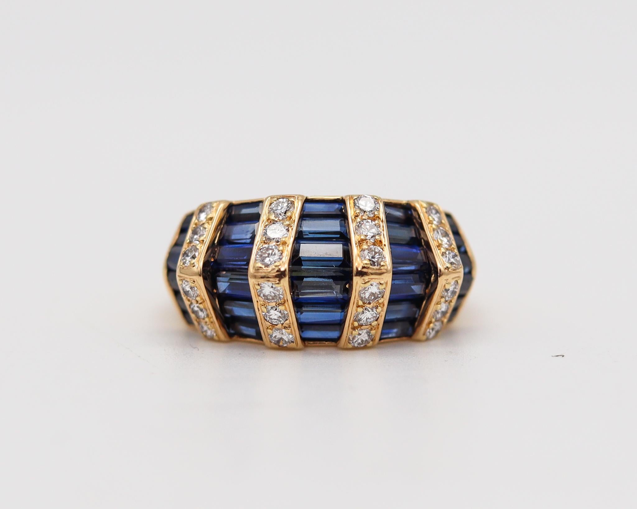 A ring designed by Oscar Heyman & Brothers.

Beautiful ring, created in New York city by the iconic jewelry makers of Oscar Heyman Company. This ring has been crafted with geometric patterns in solid yellow gold of 18 karats with high polished
