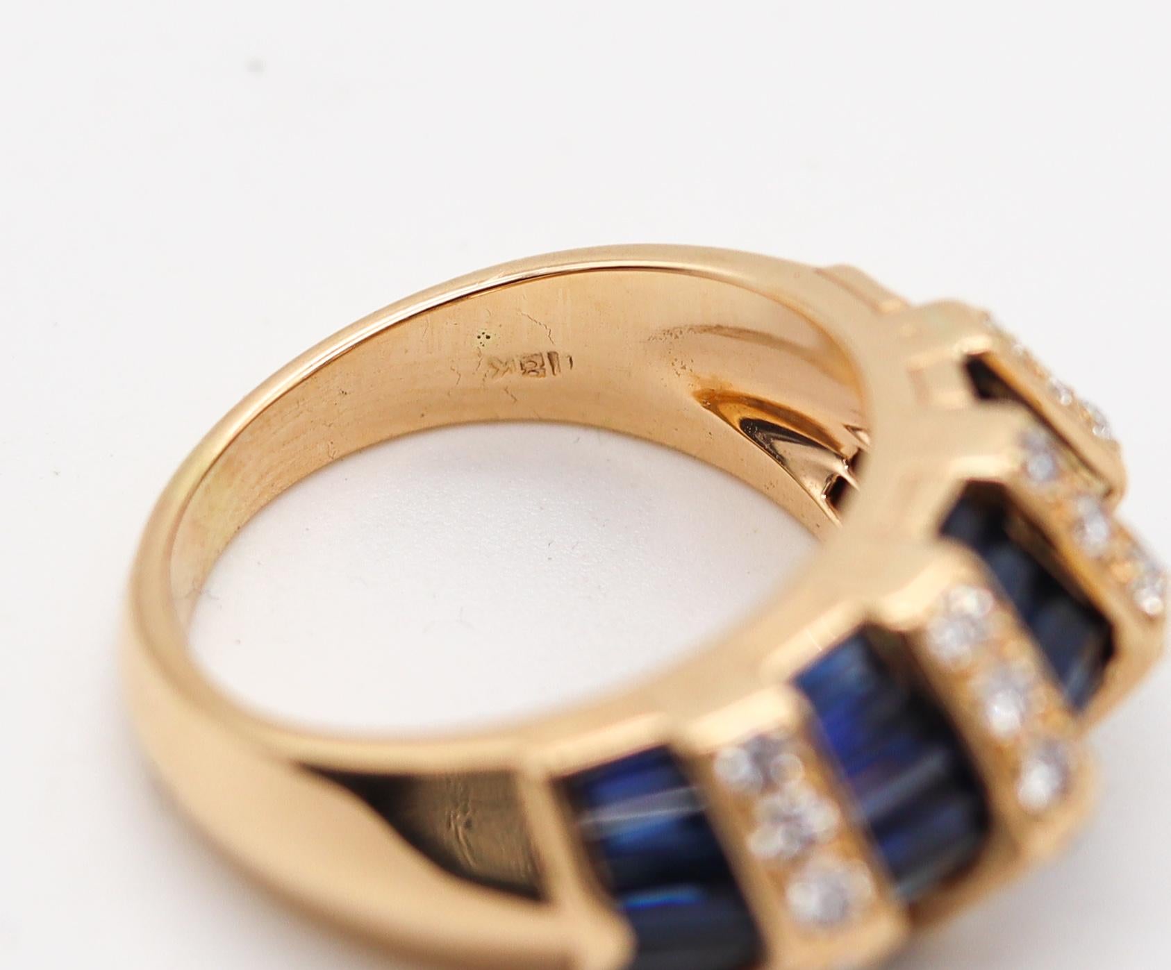 Women's Oscar Heyman Ring in 18kt Yellow Gold with 3.57ctw in Sapphires and Diamonds