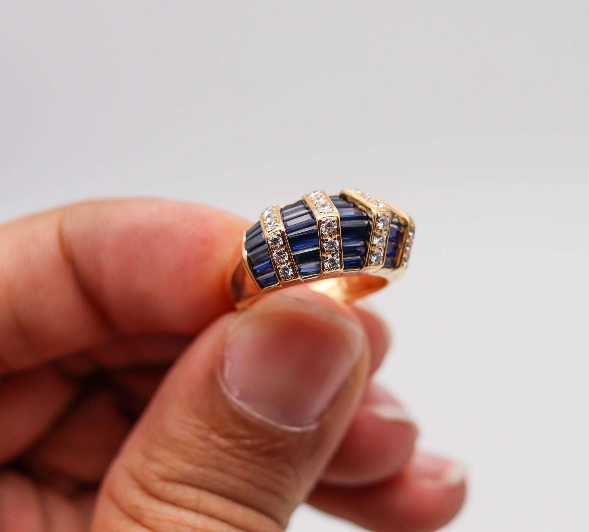 Oscar Heyman Ring in 18kt Yellow Gold with 3.57ctw in Sapphires and Diamonds 1