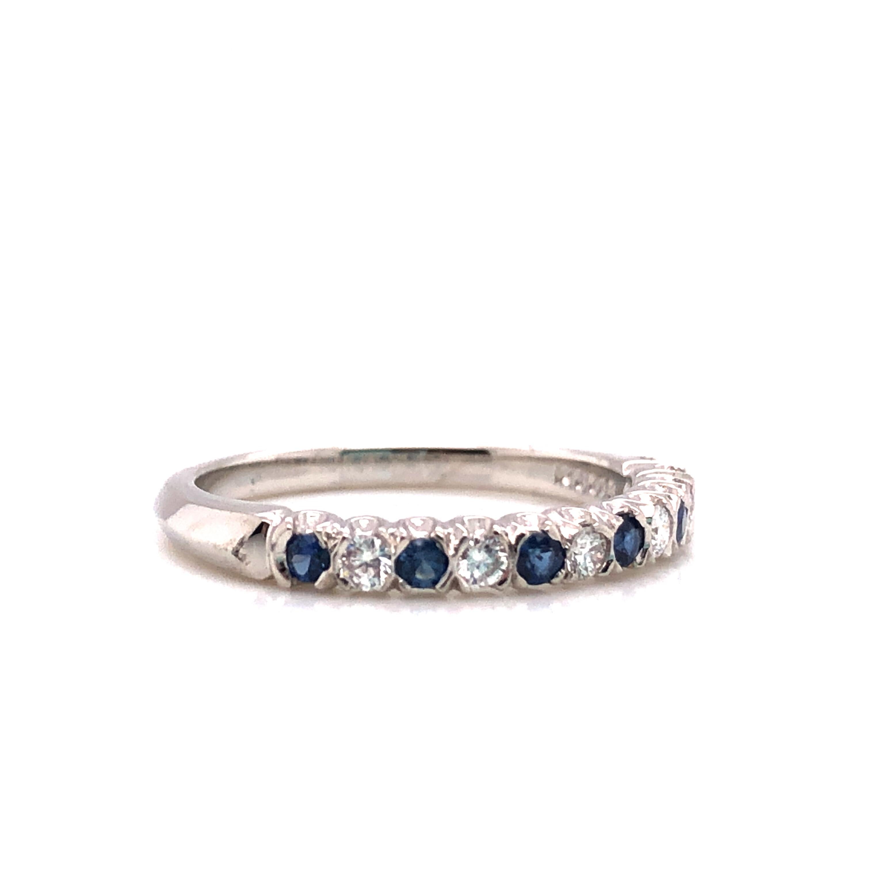 Oscar Heyman Round Sapphire and Diamond Partway Wedding Band In New Condition In New York City, NY