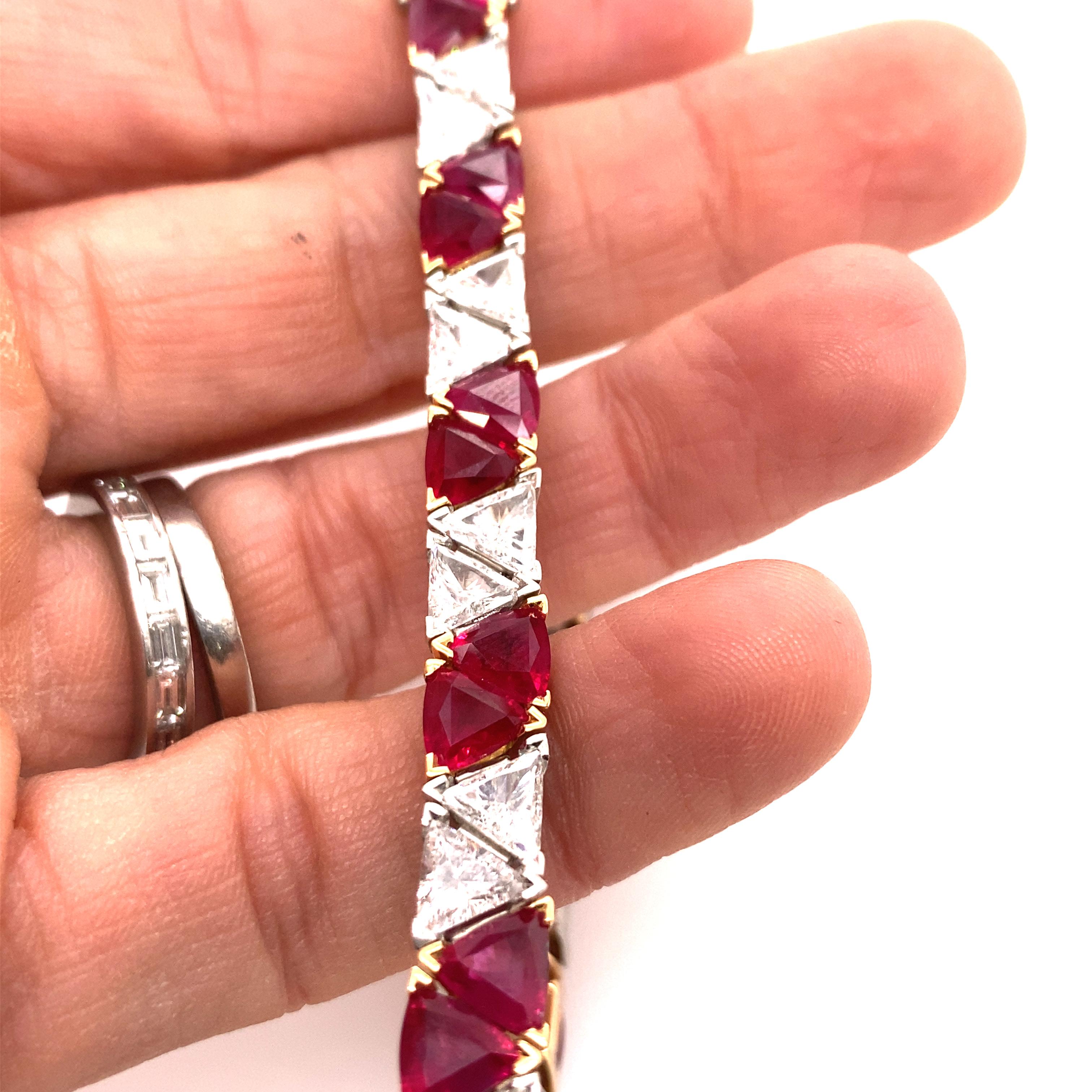 Oscar Heyman Ruby and Diamond Bracelet In Excellent Condition For Sale In Saint Louis, MO