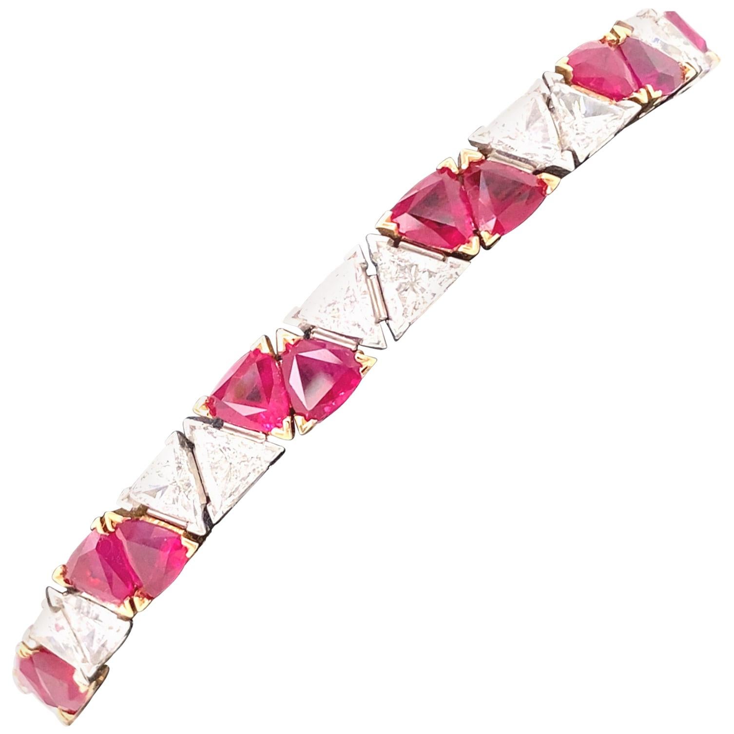 Oscar Heyman Ruby and Diamond Bracelet For Sale
