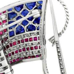 Oscar Heyman Ruby and Sapphire American Flag Brooch