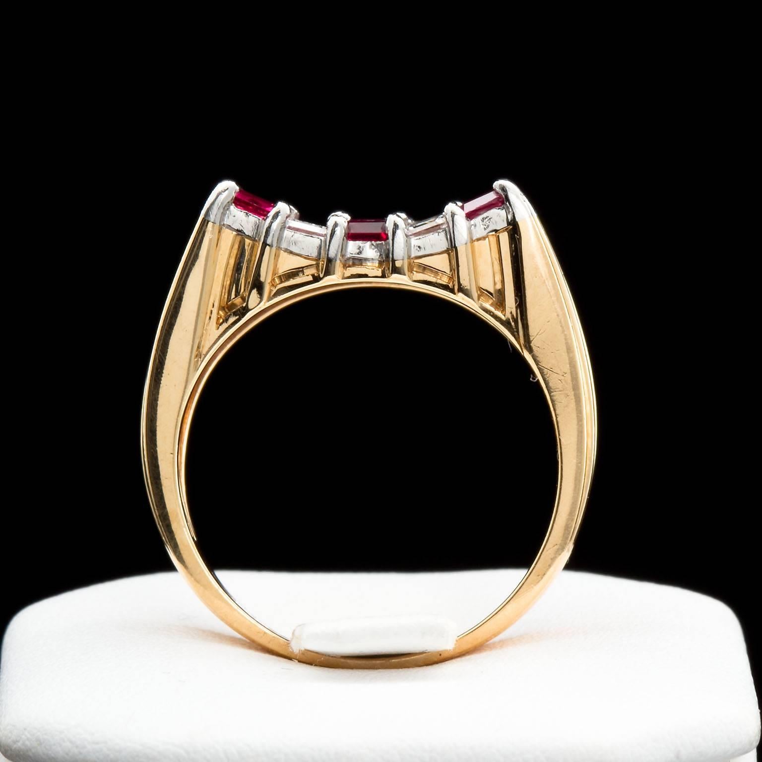 Women's Oscar Heyman Ruby Diamond Gold Checkerboard Ring
