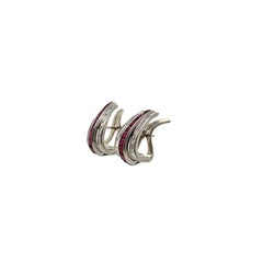 Oscar Heyman Ruby Diamond Hoop Earrings