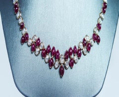 Oscar Heyman Ruby Diamond Necklace 18K Gold Platinum Certified 59ct GIA
