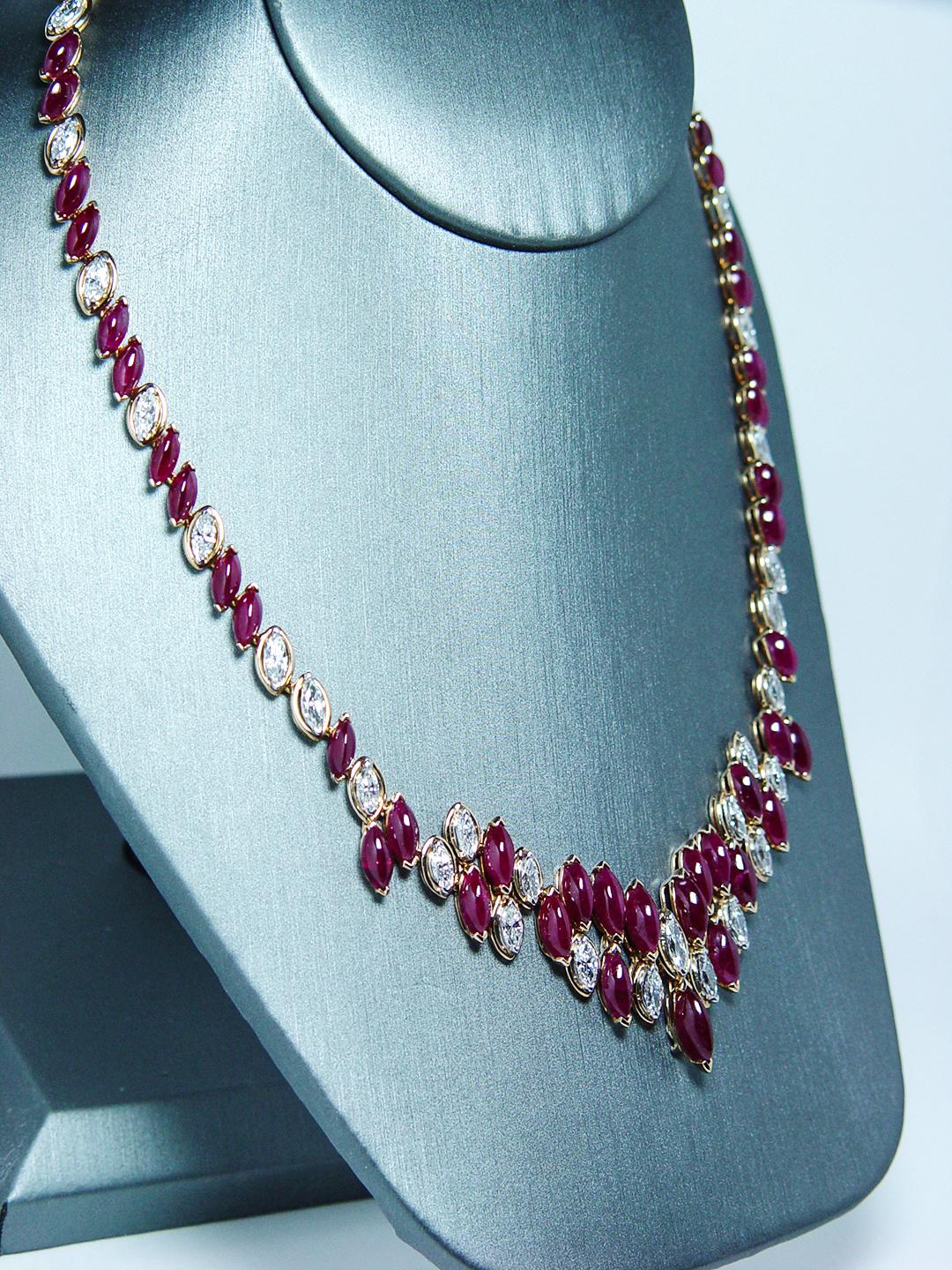 Oscar Heyman Collana con diamanti e rubini in oro 18 carati e platino con certificazione GIA 59ct in vendita 2