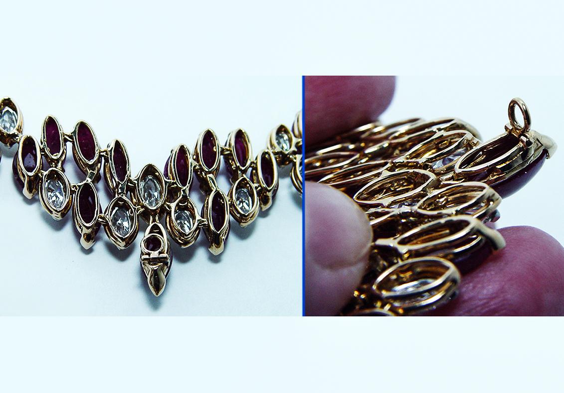Oscar Heyman Collana con diamanti e rubini in oro 18 carati e platino con certificazione GIA 59ct in vendita 3