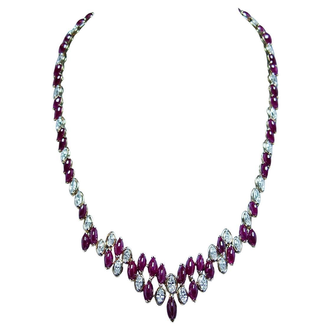 Oscar Heyman Ruby Diamond Necklace 18K Gold Platinum Certified GIA