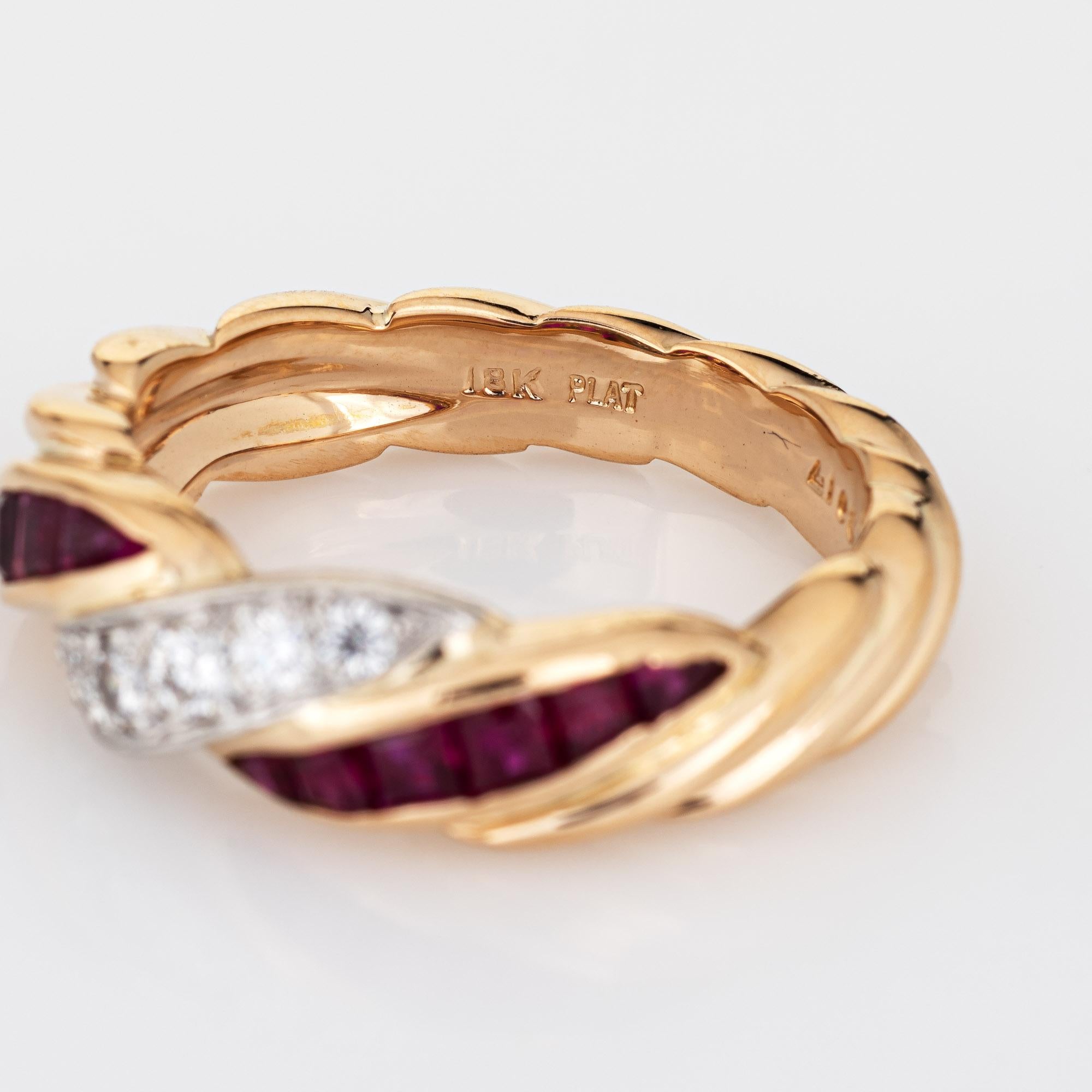Women's Oscar Heyman Ruby Diamond Ring 18k Gold Platinum Vintage Fine Jewelry For Sale