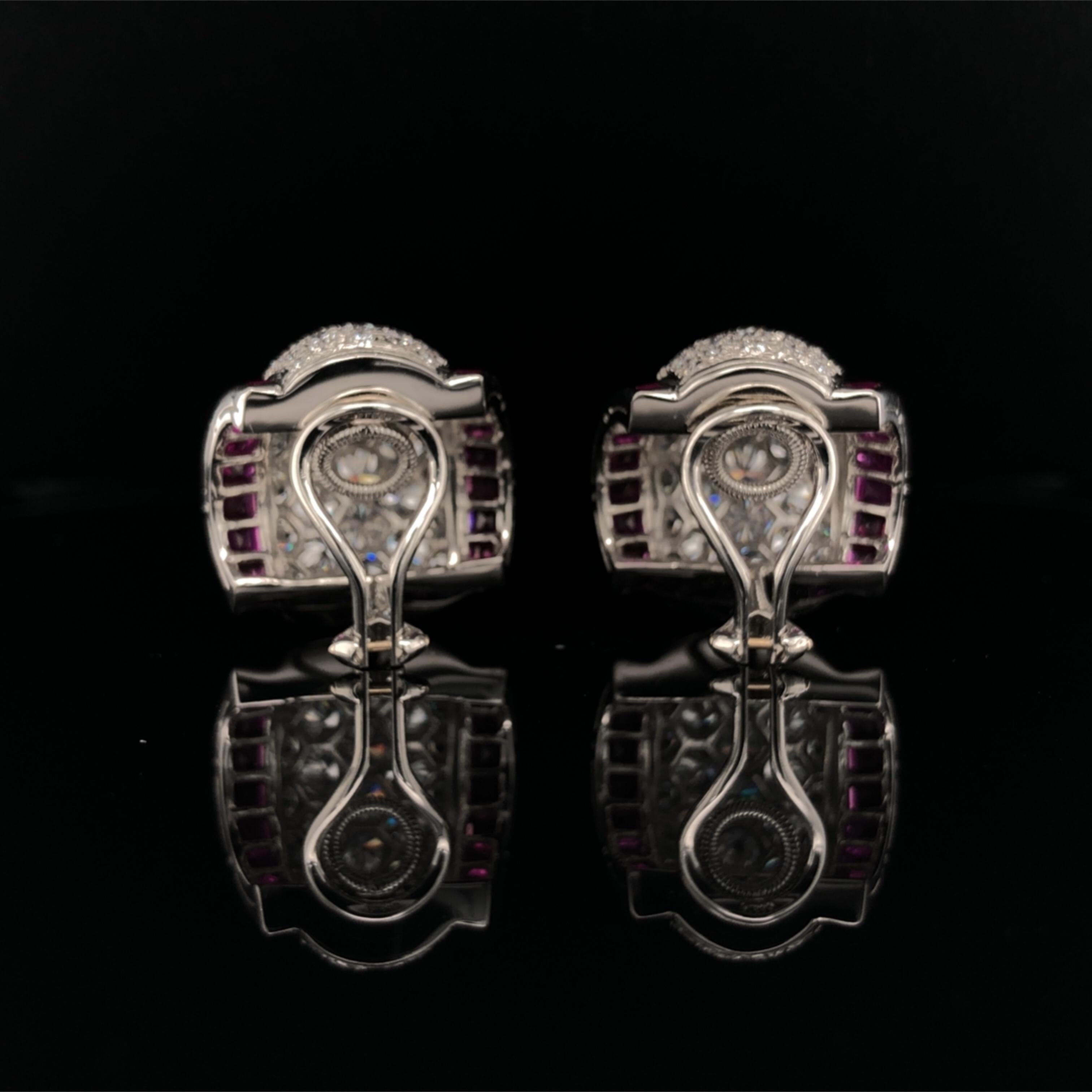 Oscar Heyman Ruby & Diamond Shrimp Earrings In New Condition In New York City, NY