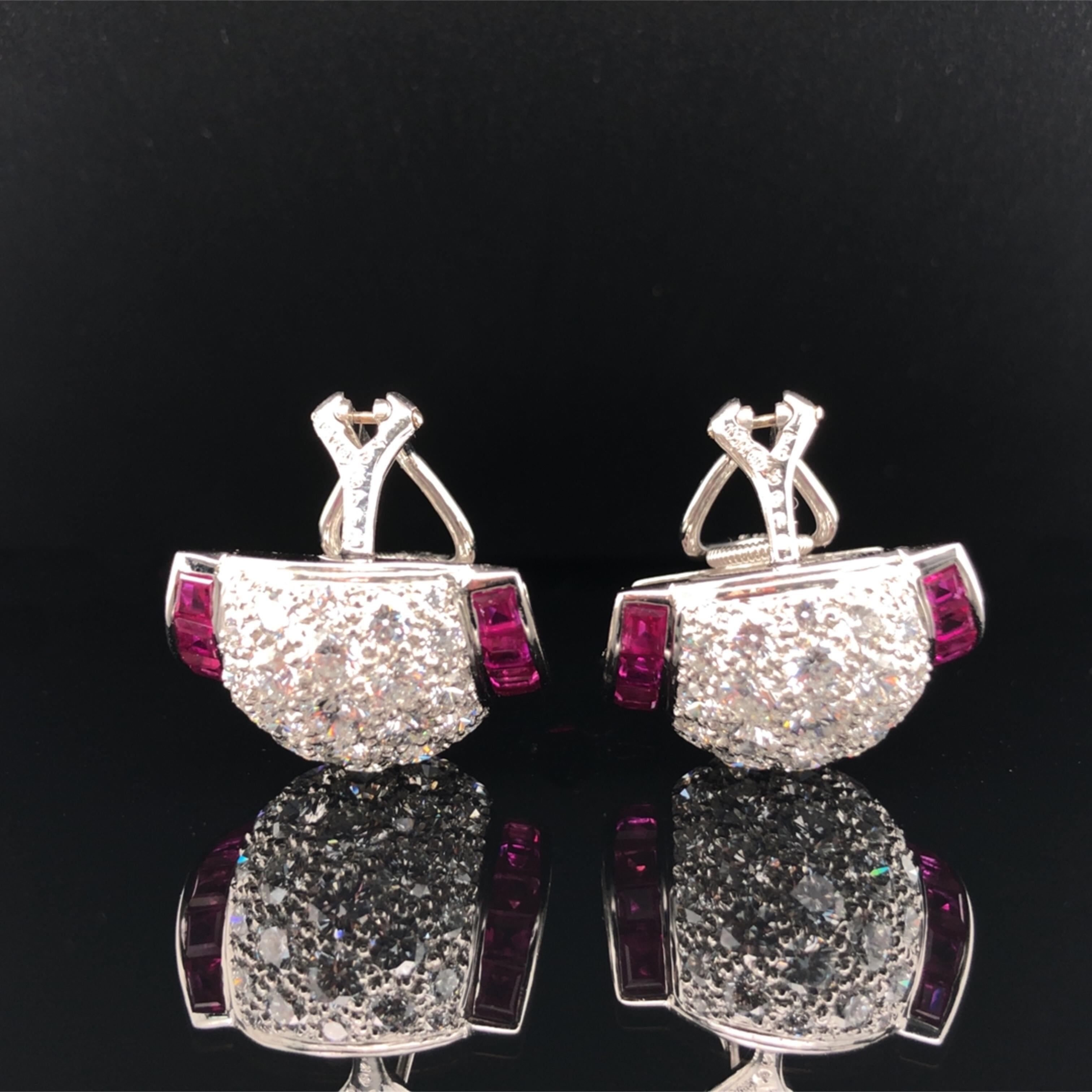 Oscar Heyman Ruby & Diamond Shrimp Earrings 1