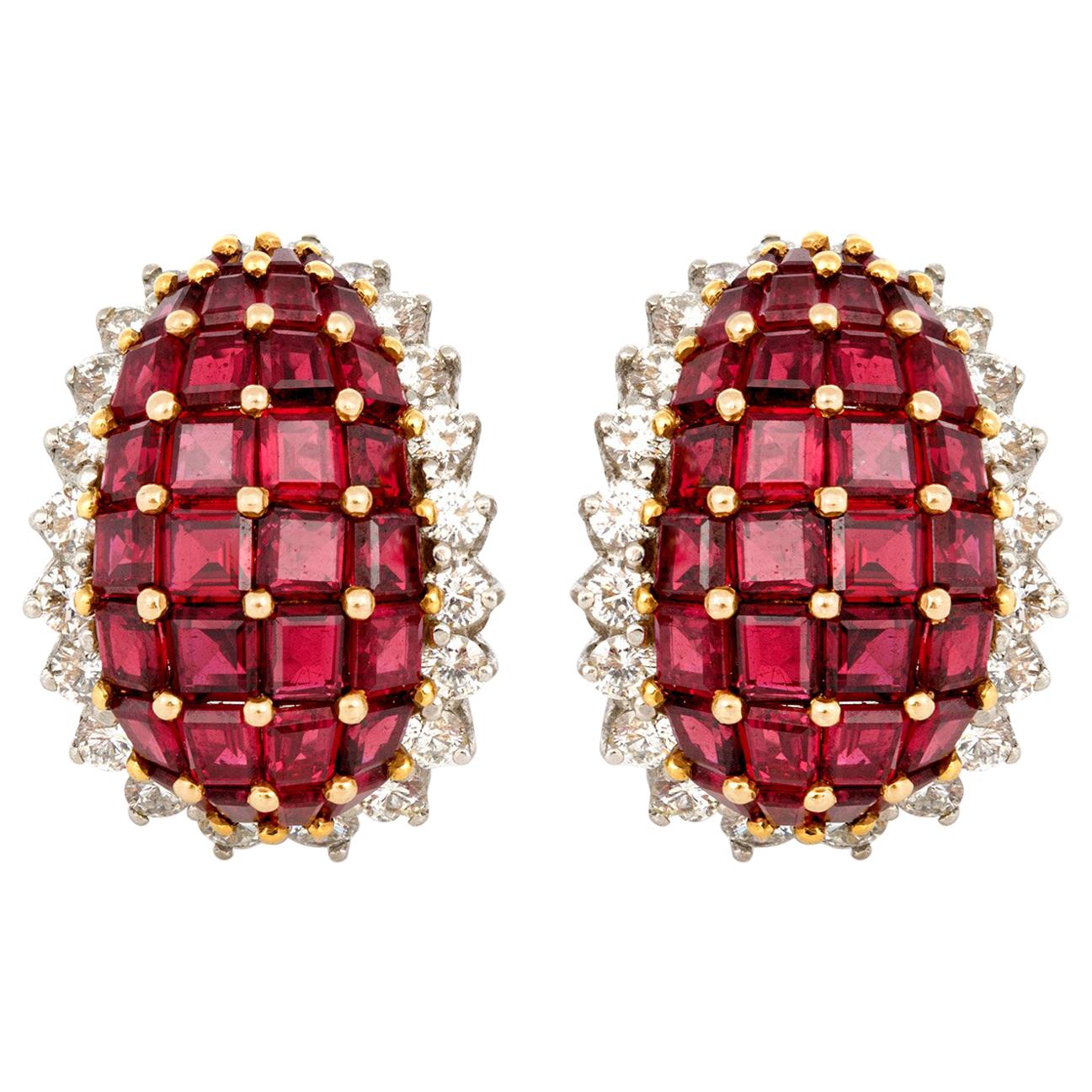 Oscar Heyman Ruby and Diamond Earrings