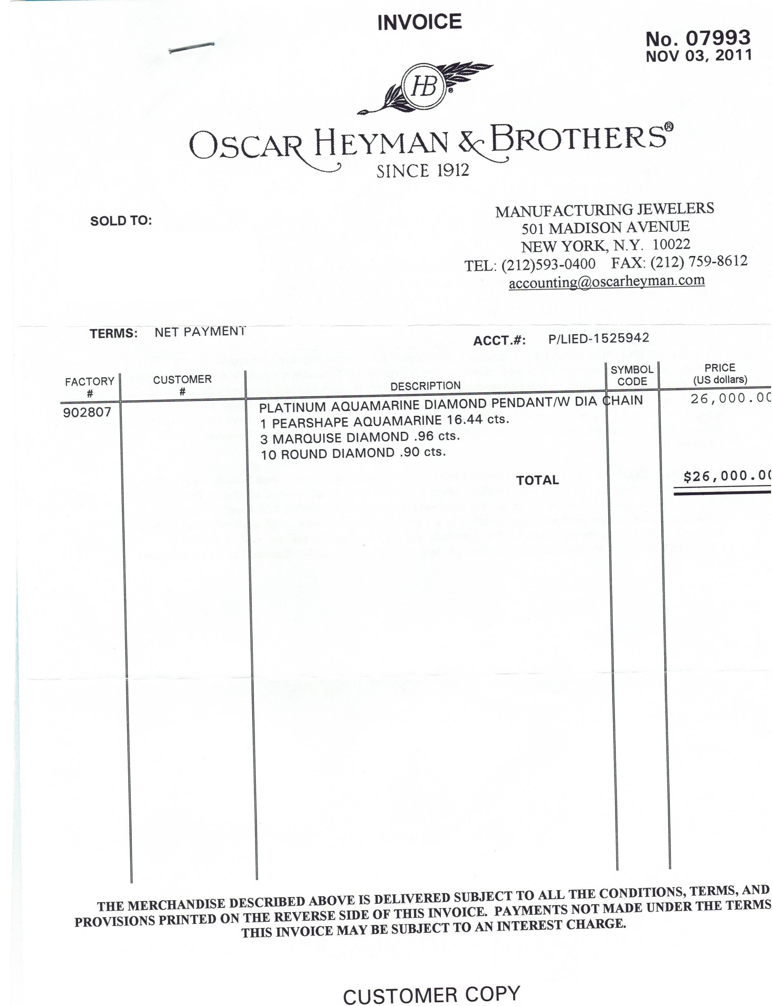 Oscar Heyman Santa Maria Aquamarine and Diamond Pendant Necklace 1