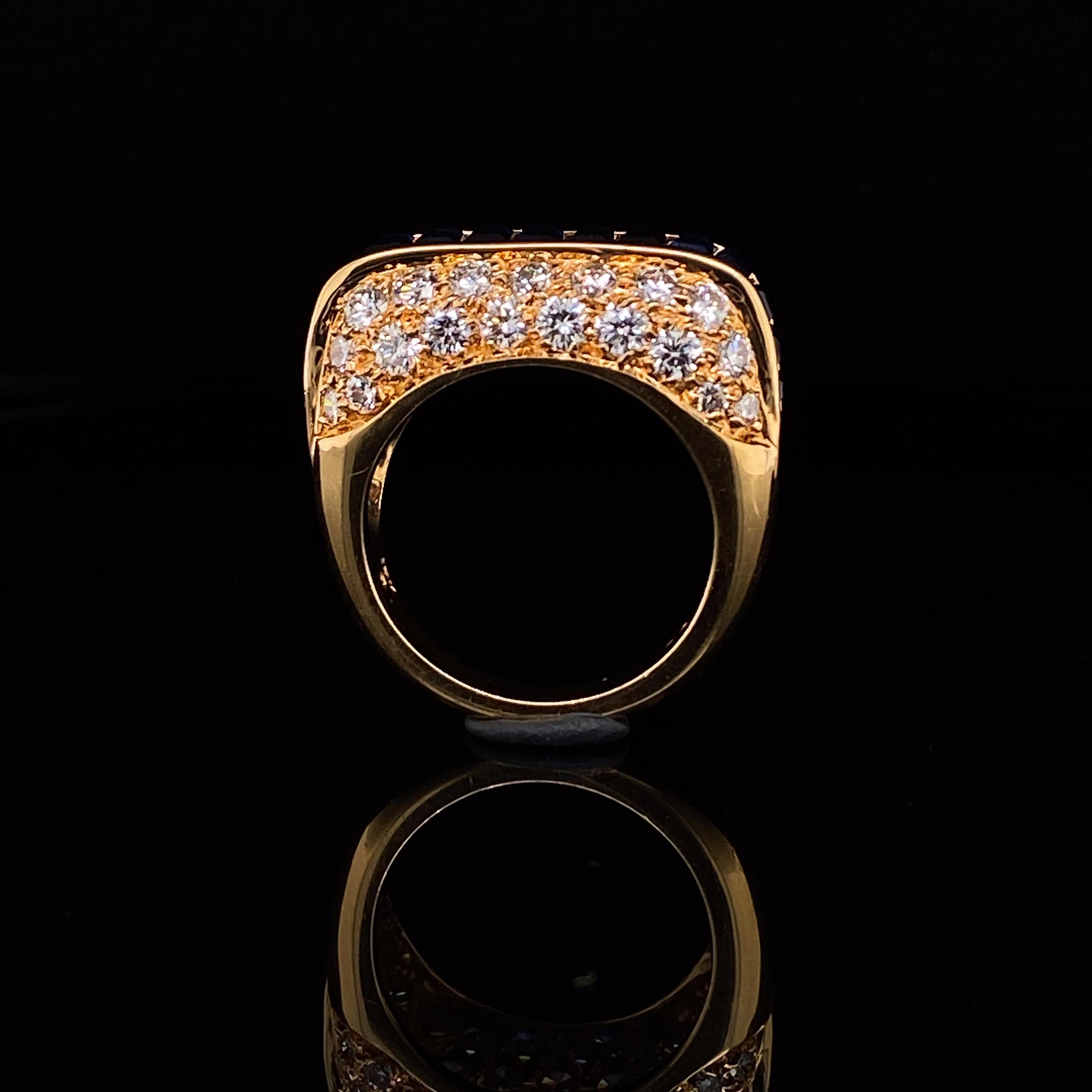 Retro Oscar Heyman Sapphire and Diamond 18 Karat Yellow Gold Cocktail Ring