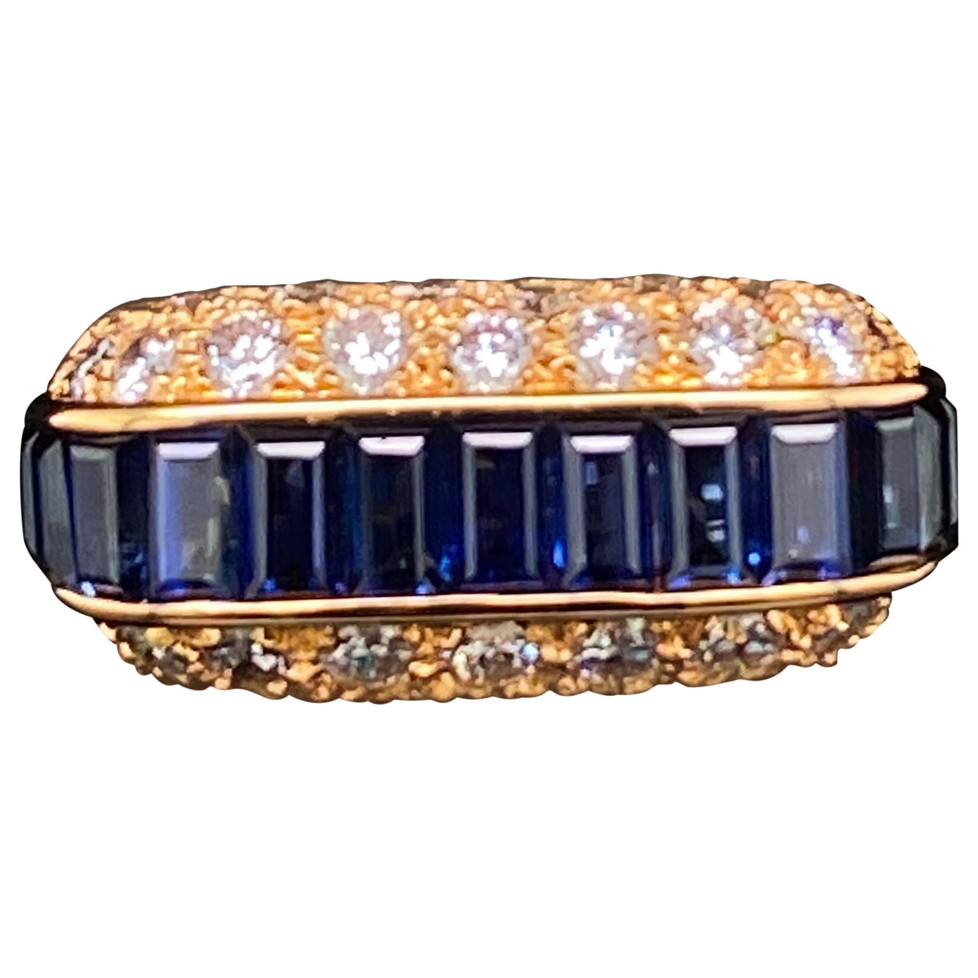 Oscar Heyman Sapphire and Diamond 18 Karat Yellow Gold Cocktail Ring