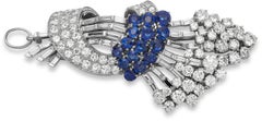 Oscar Heyman Sapphire and Diamond Bouquet Brooch/Pendant, Vintage 1950s