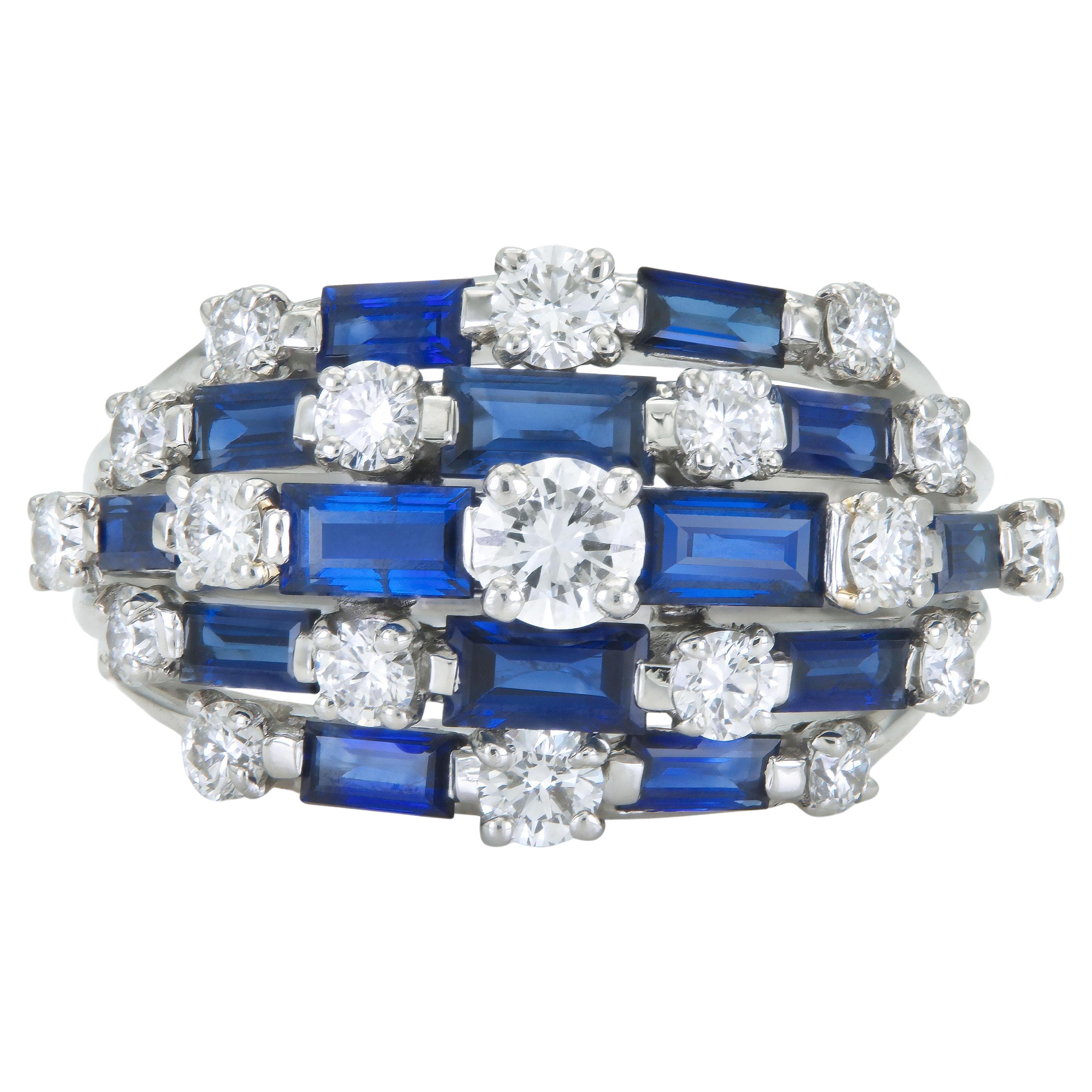 Oscar Heyman Sapphire and Diamond Dome Ring in vendita