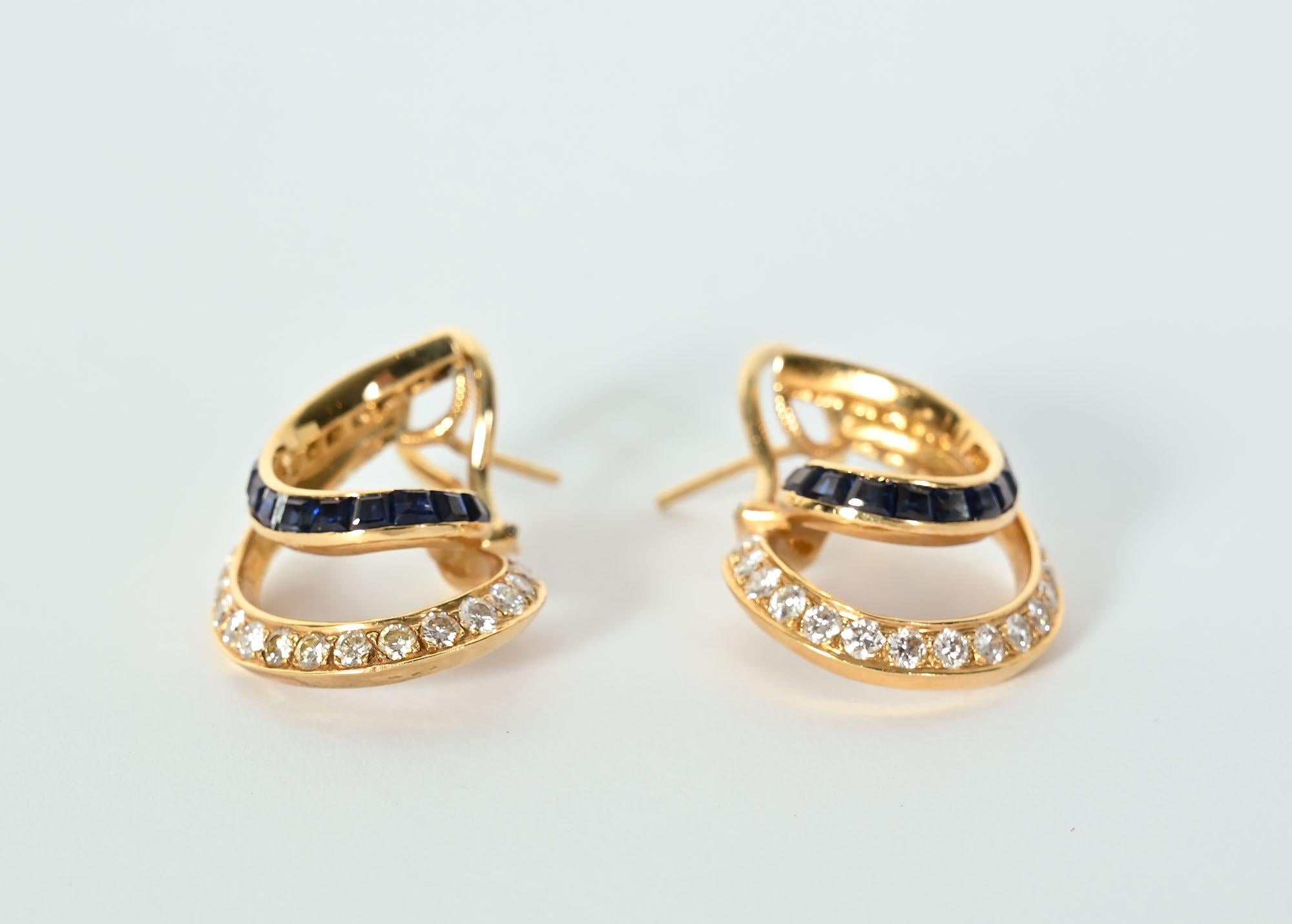 Contemporary Oscar Heyman Sapphire and Diamond Earrings For Sale