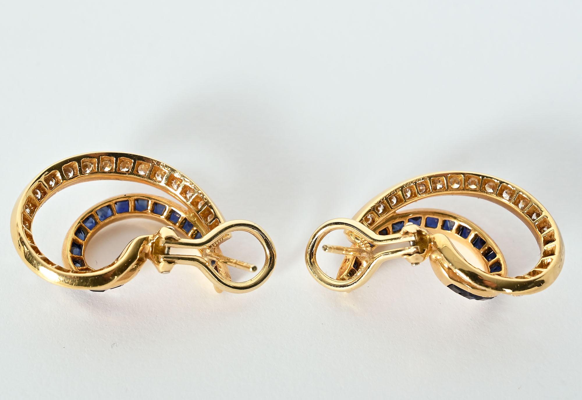 Oscar Heyman Sapphire and Diamond Earrings For Sale 1