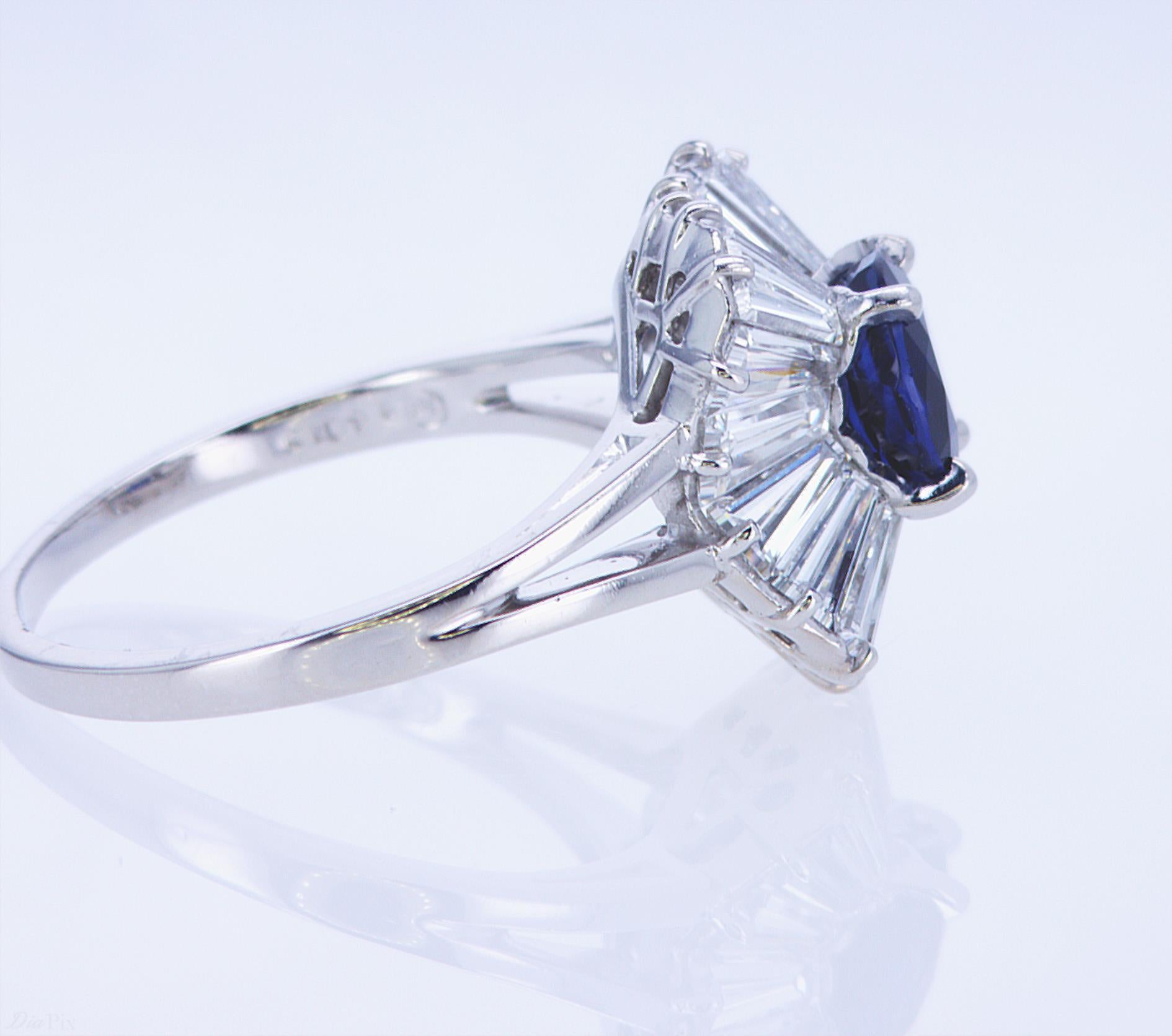 Modernist Oscar Heyman Sapphire and Diamond Ring