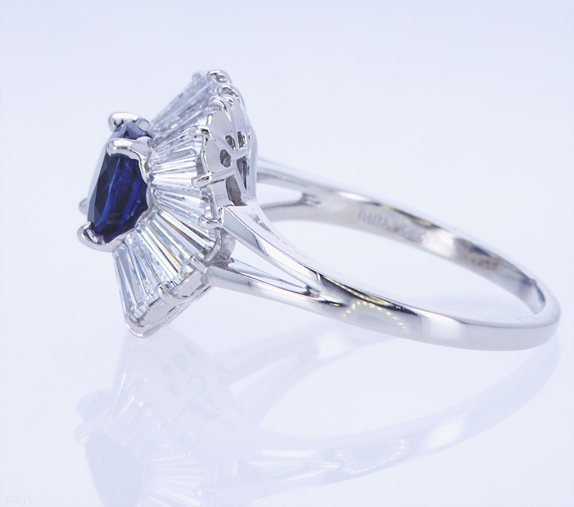 Round Cut Oscar Heyman Sapphire and Diamond Ring