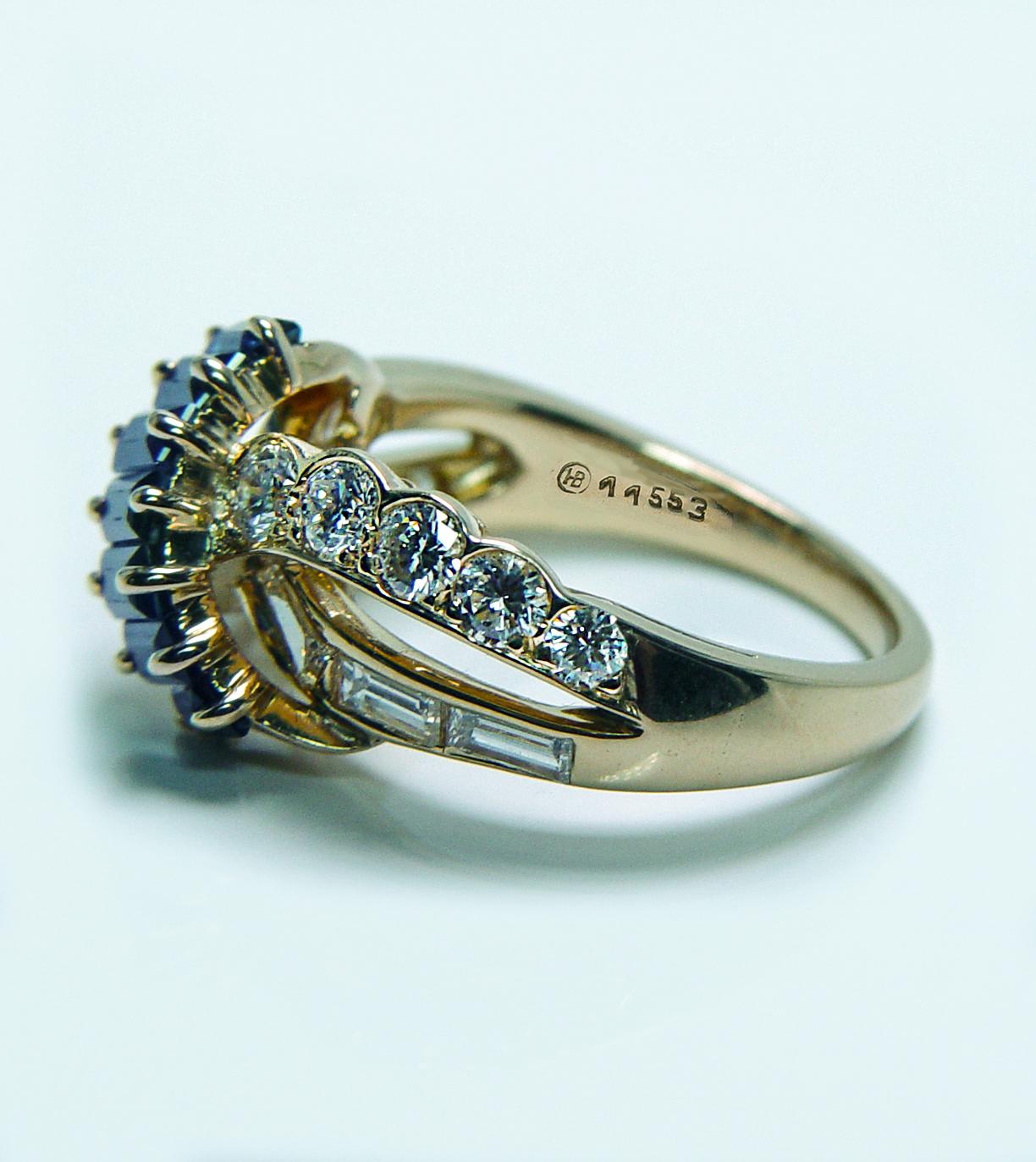 Oscar Heyman Saphir Baguette Diamant Ring 18K Gold Designer signiert Estate im Angebot 4