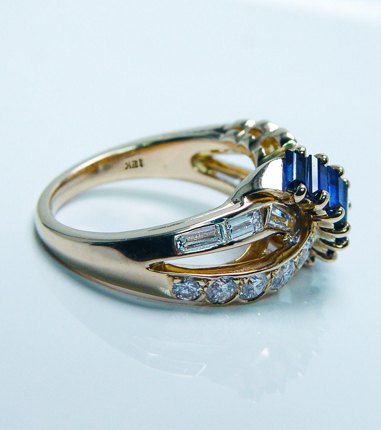 Oscar Heyman Saphir Baguette Diamant Ring 18K Gold Designer signiert Estate im Angebot 2