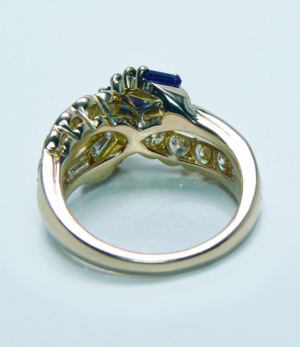 Oscar Heyman Saphir Baguette Diamant Ring 18K Gold Designer signiert Estate im Angebot 3