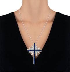 Oscar Heyman Sapphire Cross Pendant, 12.39 carats