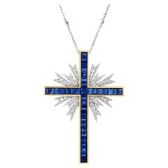 Oscar Heyman Sapphire Cross Pendant, 12.39 carats
