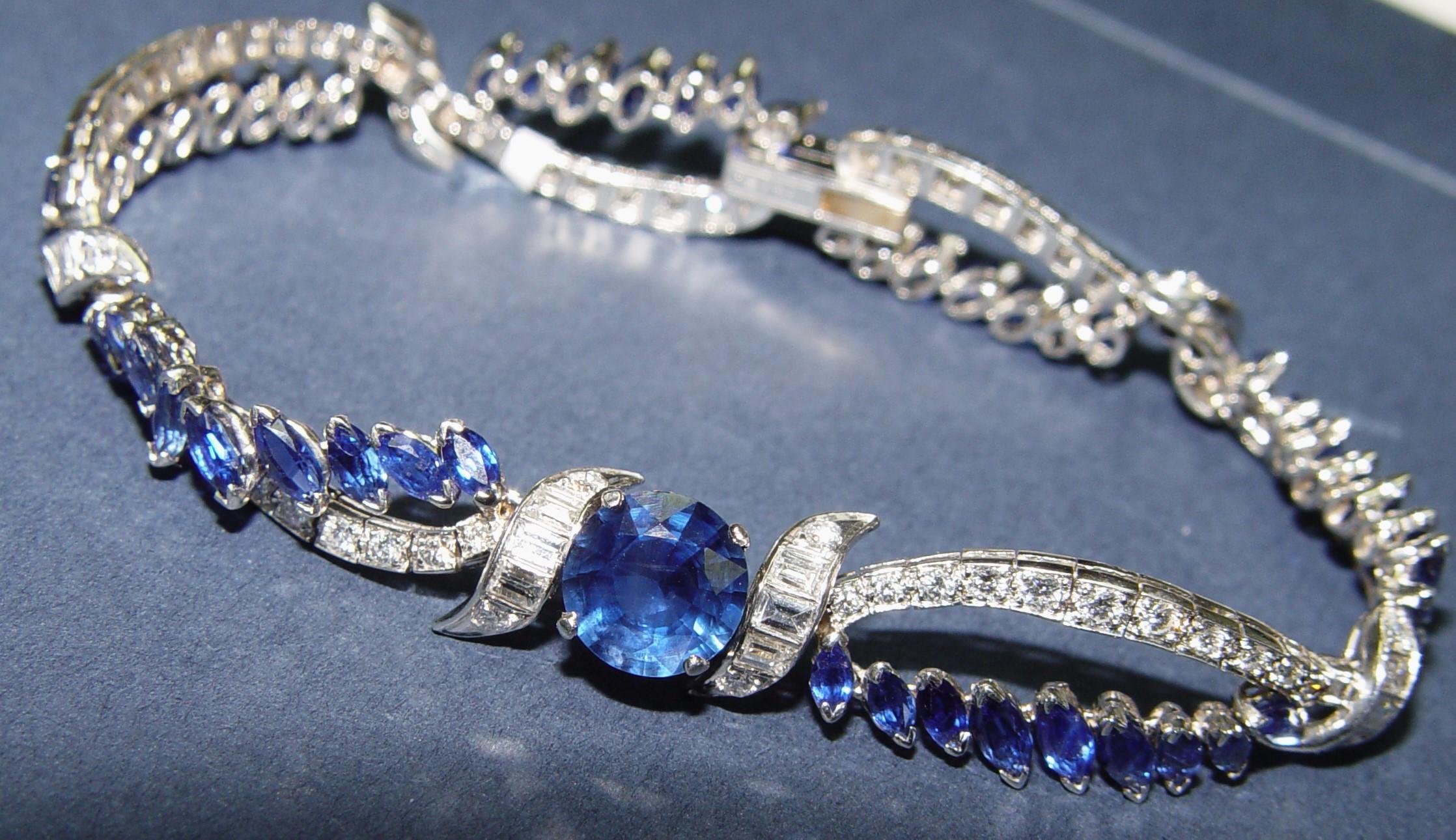 Mixed Cut Oscar Heyman Sapphire & Diamond bracelet 7