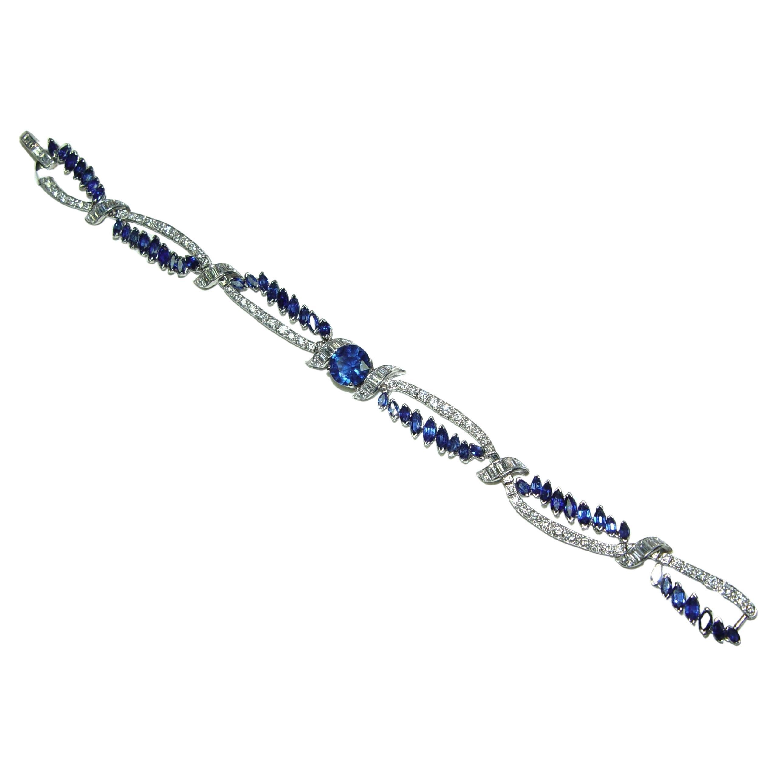 Oscar Heyman Sapphire & Diamond bracelet 7" Platinum For Sale