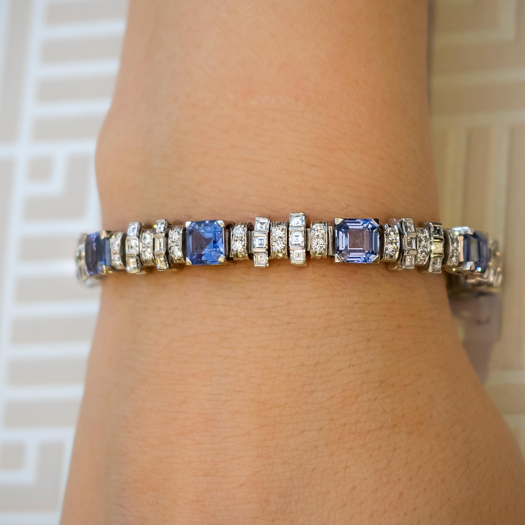 Women's Oscar Heyman Sapphire Diamond Platinum Bracelet