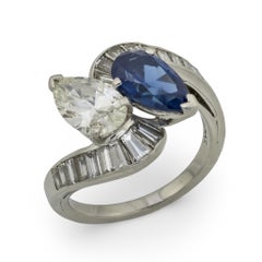 Oscar Heyman sapphire diamond platinum toi et moi ring