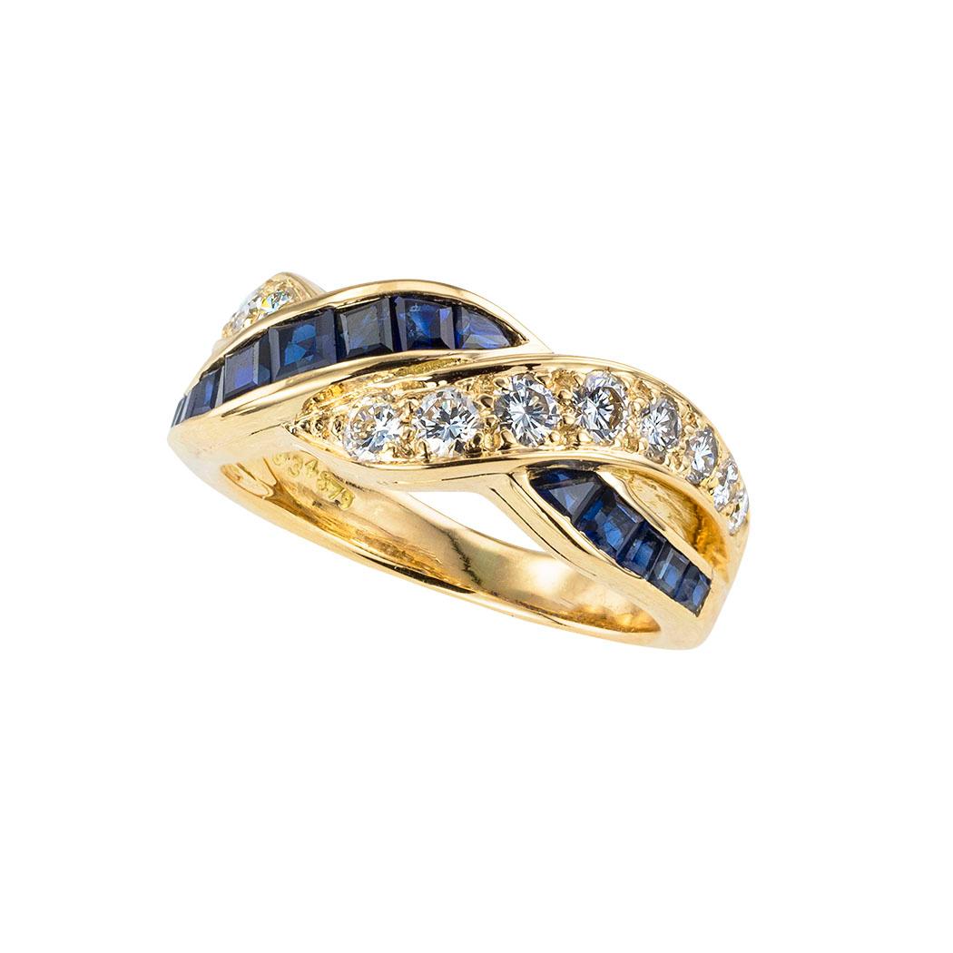 Oscar Heyman blue sapphire diamond and yellow gold ring band circa 1980.  Clear and concise information you want to know is listed below.  Contact us right away if you have additional questions.  We are here to connect you with beautiful and