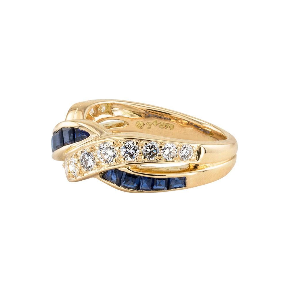 Oscar Heyman Saphir-Diamant-Gelbgoldring (Rundschliff)