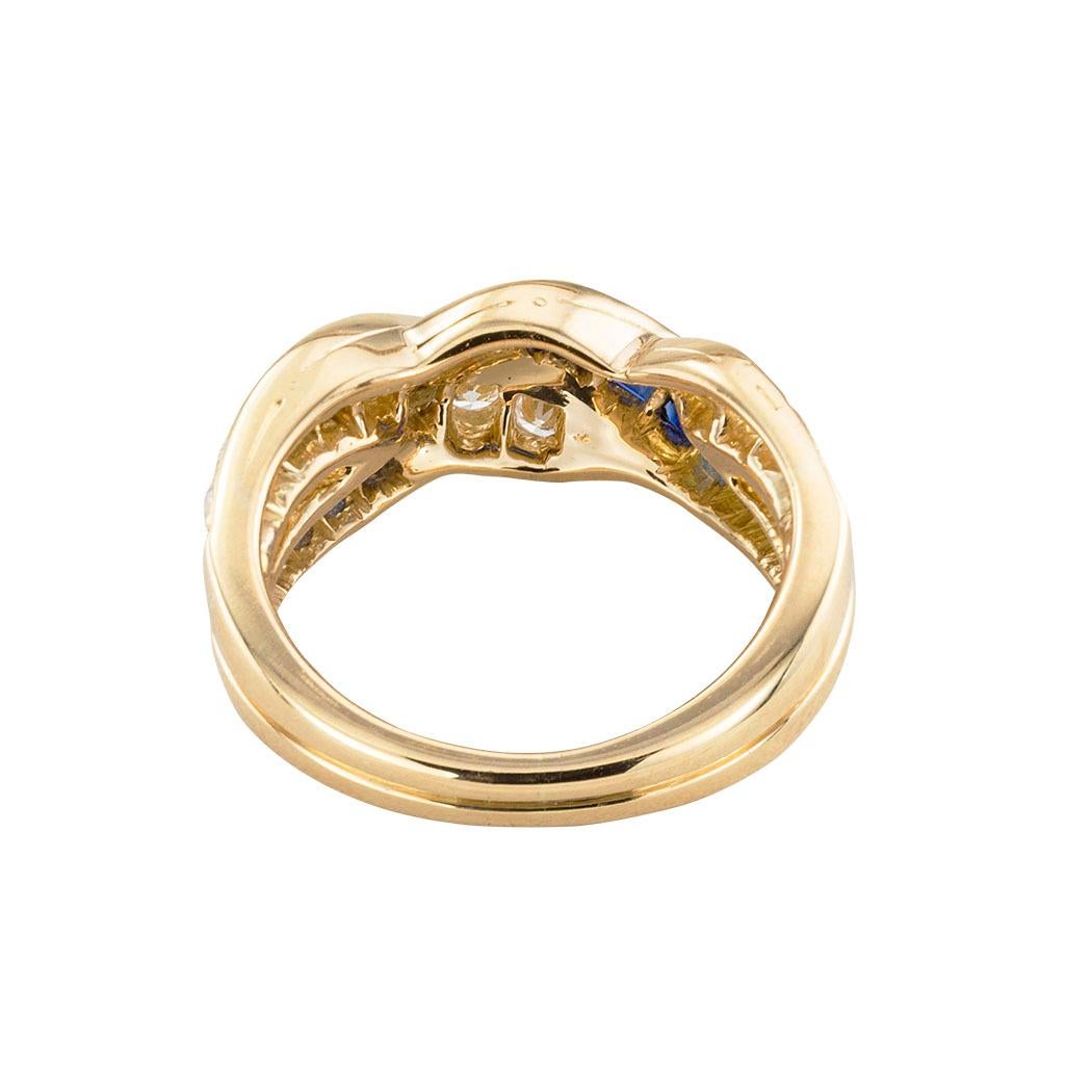 Contemporary Oscar Heyman Sapphire Diamond Yellow Gold Ring Band