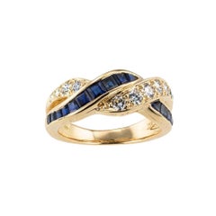 Oscar Heyman Sapphire Diamond Yellow Gold Ring Band