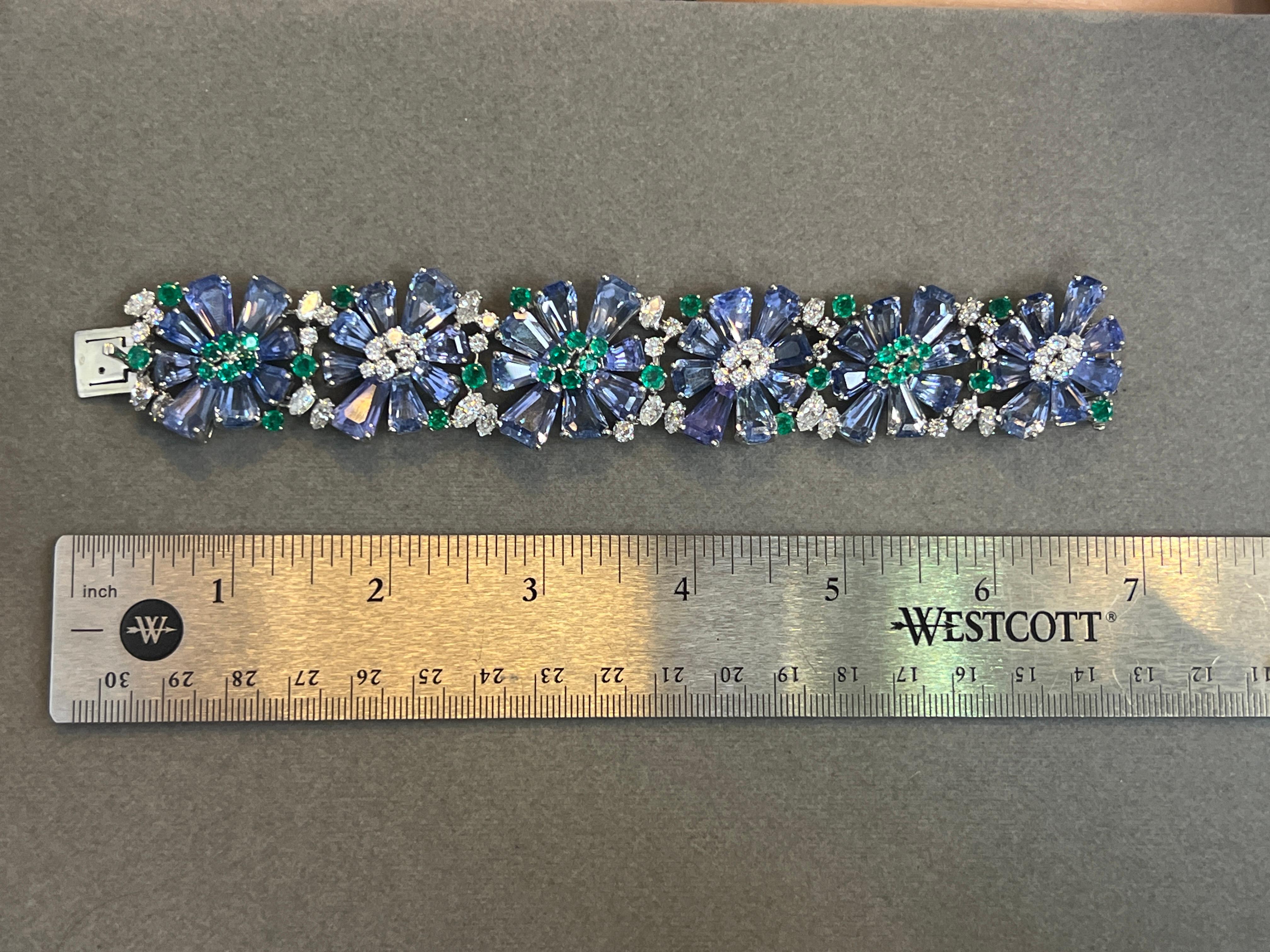 Oscar Heyman Sapphire Emerald and Diamond Necklace and Bracelet Set For Sale 5