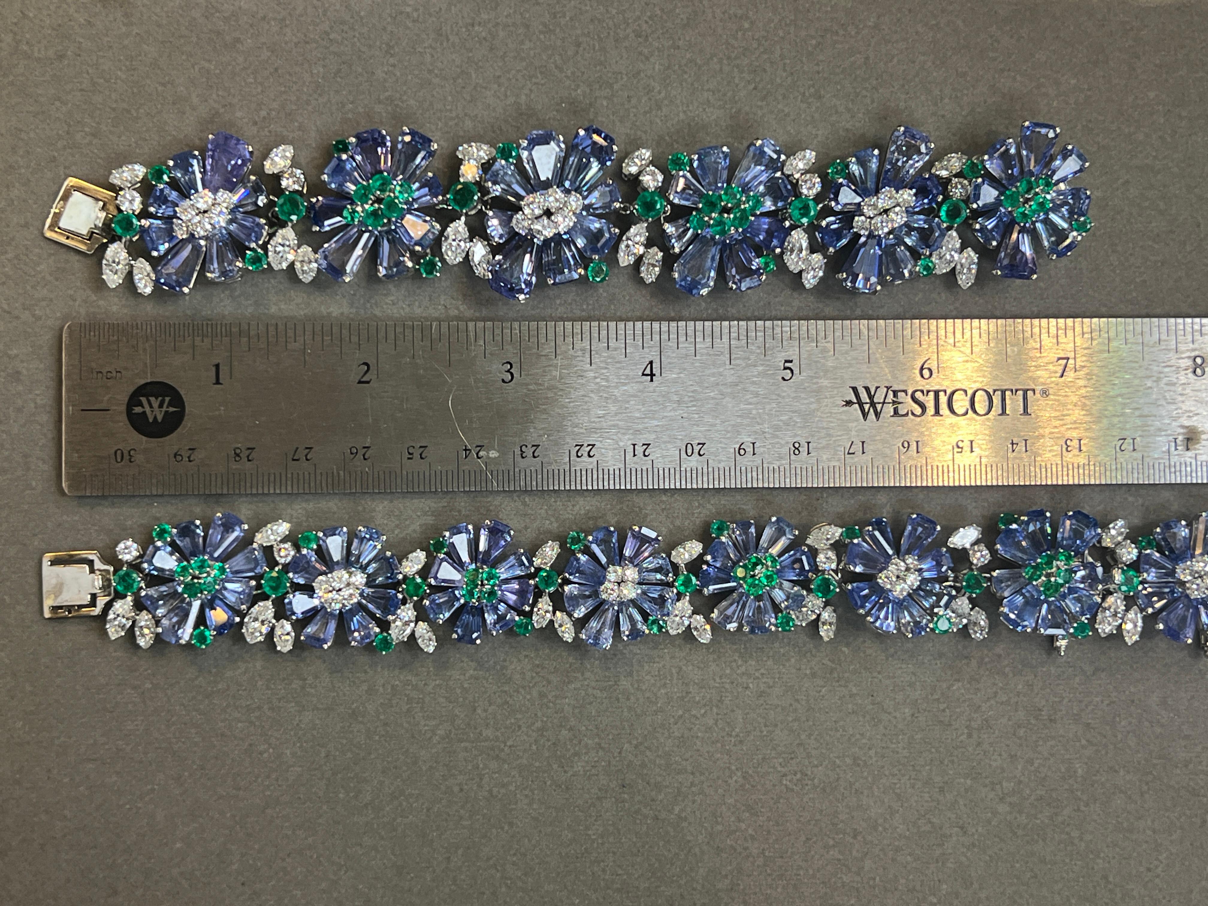 Oscar Heyman Sapphire Emerald and Diamond Necklace and Bracelet Set For Sale 6