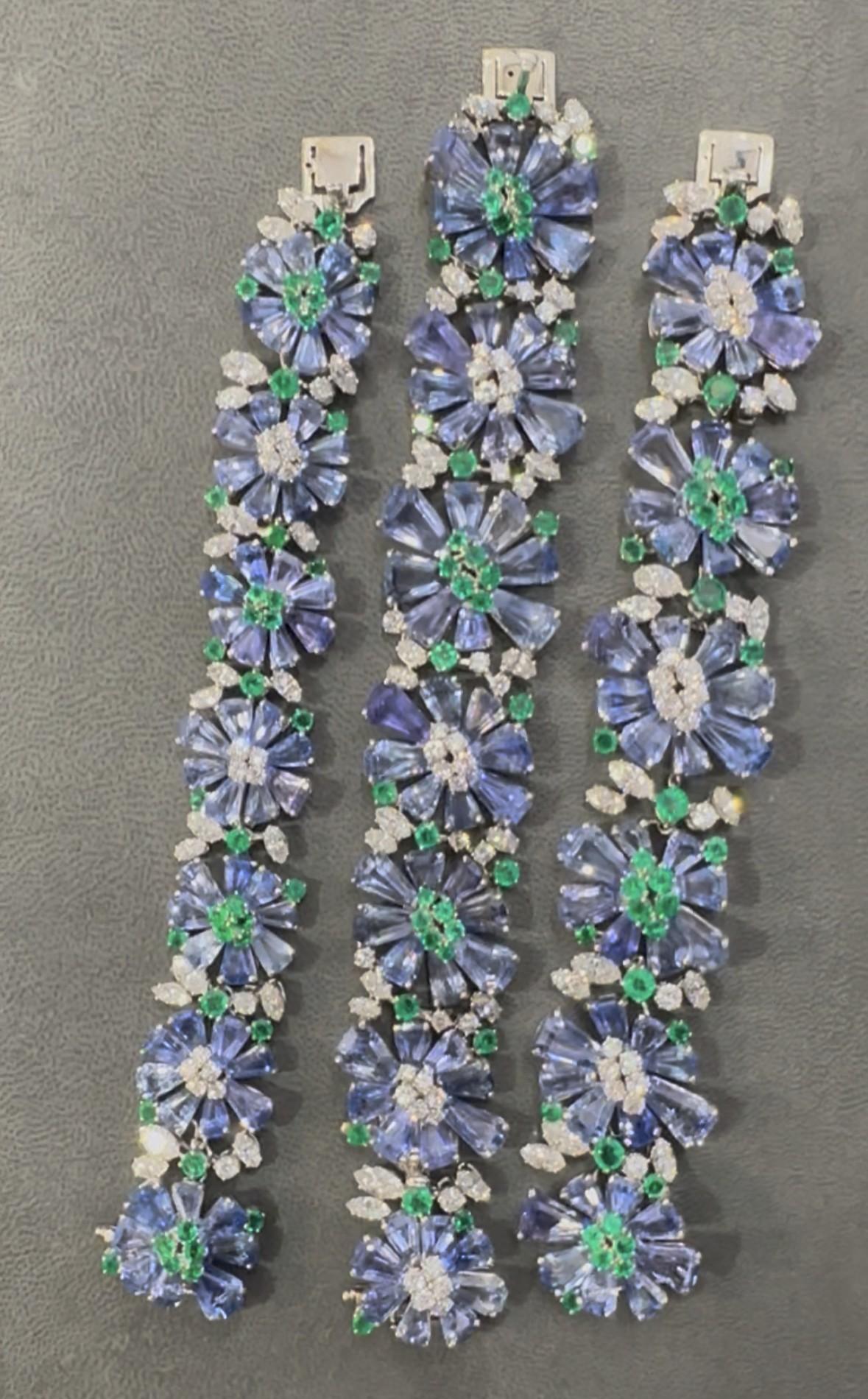 Oscar Heyman Sapphire Emerald and Diamond Necklace and Bracelet Set For Sale 11