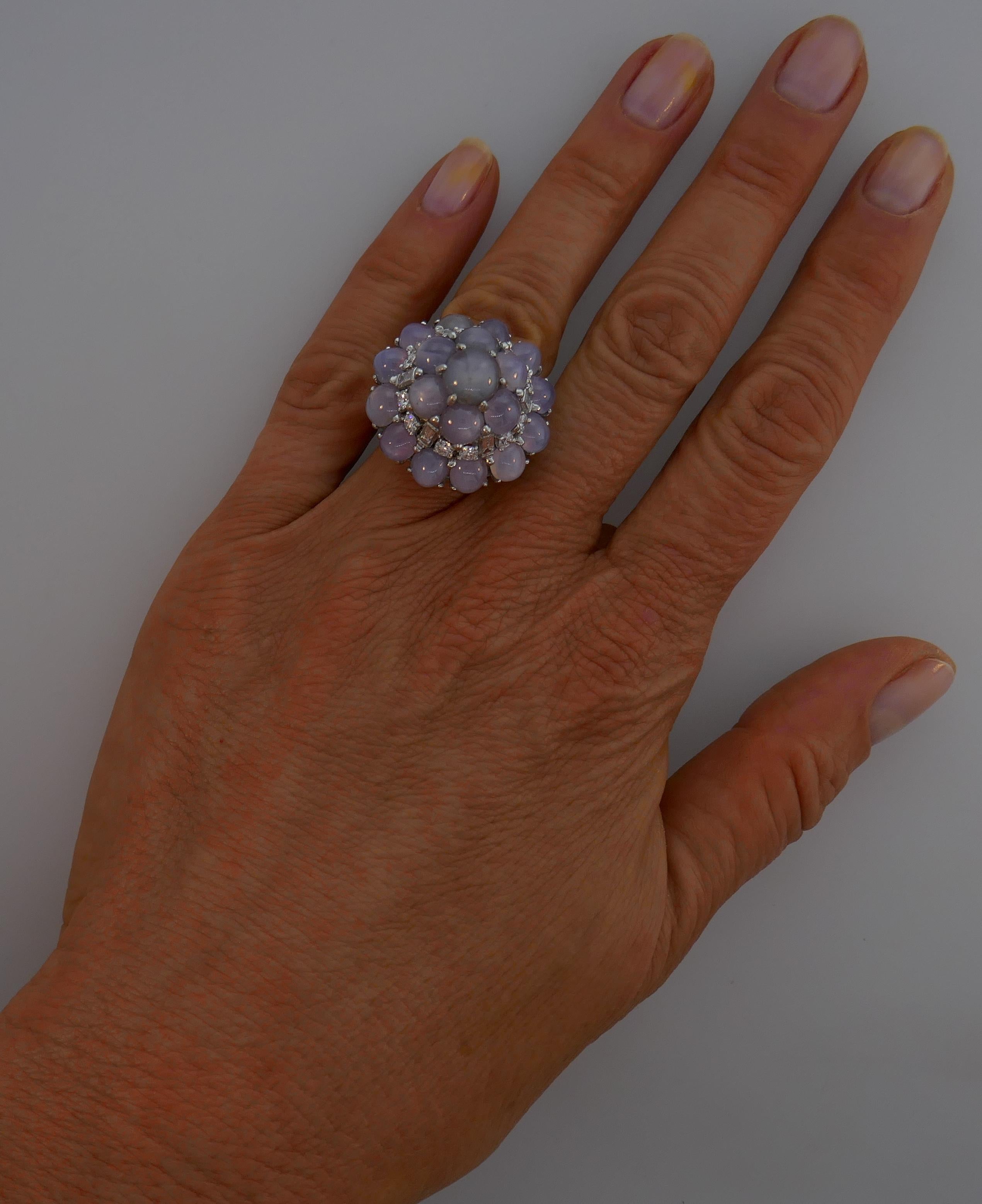 Oscar Heyman Star Sapphire Diamond Platinum Ring 5