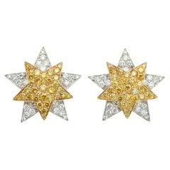 Oscar Heyman Star Yellow Diamond Earrings Platinum and 18k Gold