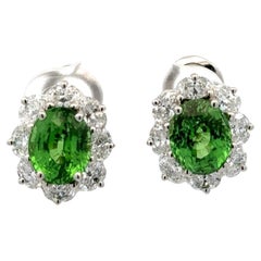 Oscar Heyman Tsavorite Diamond Estate Lever-Back Earrings Certified