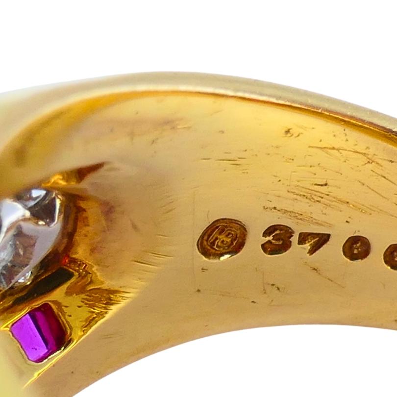 Oscar Heyman Vintage Cocktail Ring Gold Platinum Ruby Diamond Estate Jewelry For Sale 5