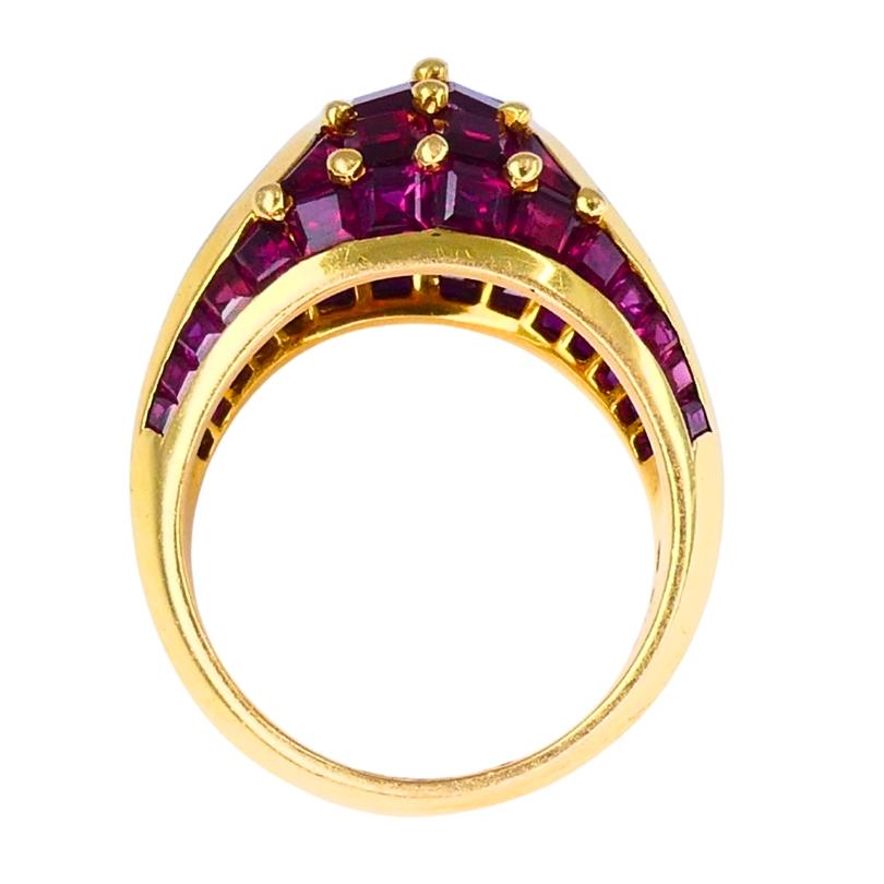 Oscar Heyman Vintage Cocktail Ring Gold Platinum Ruby Diamond Estate Jewelry For Sale 4