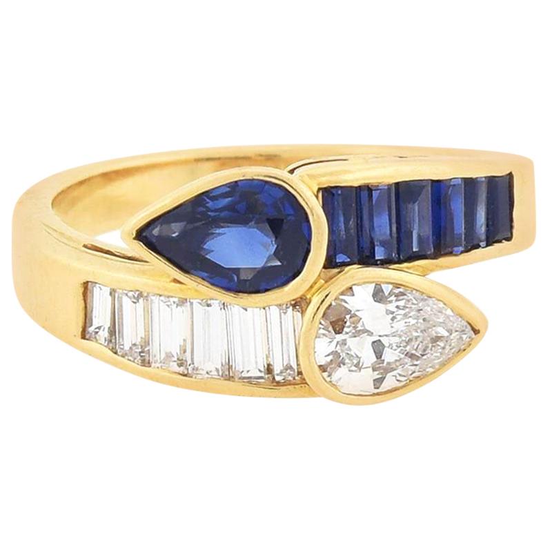 Oscar Heyman Vintage Diamond Sapphire Bypass Ring