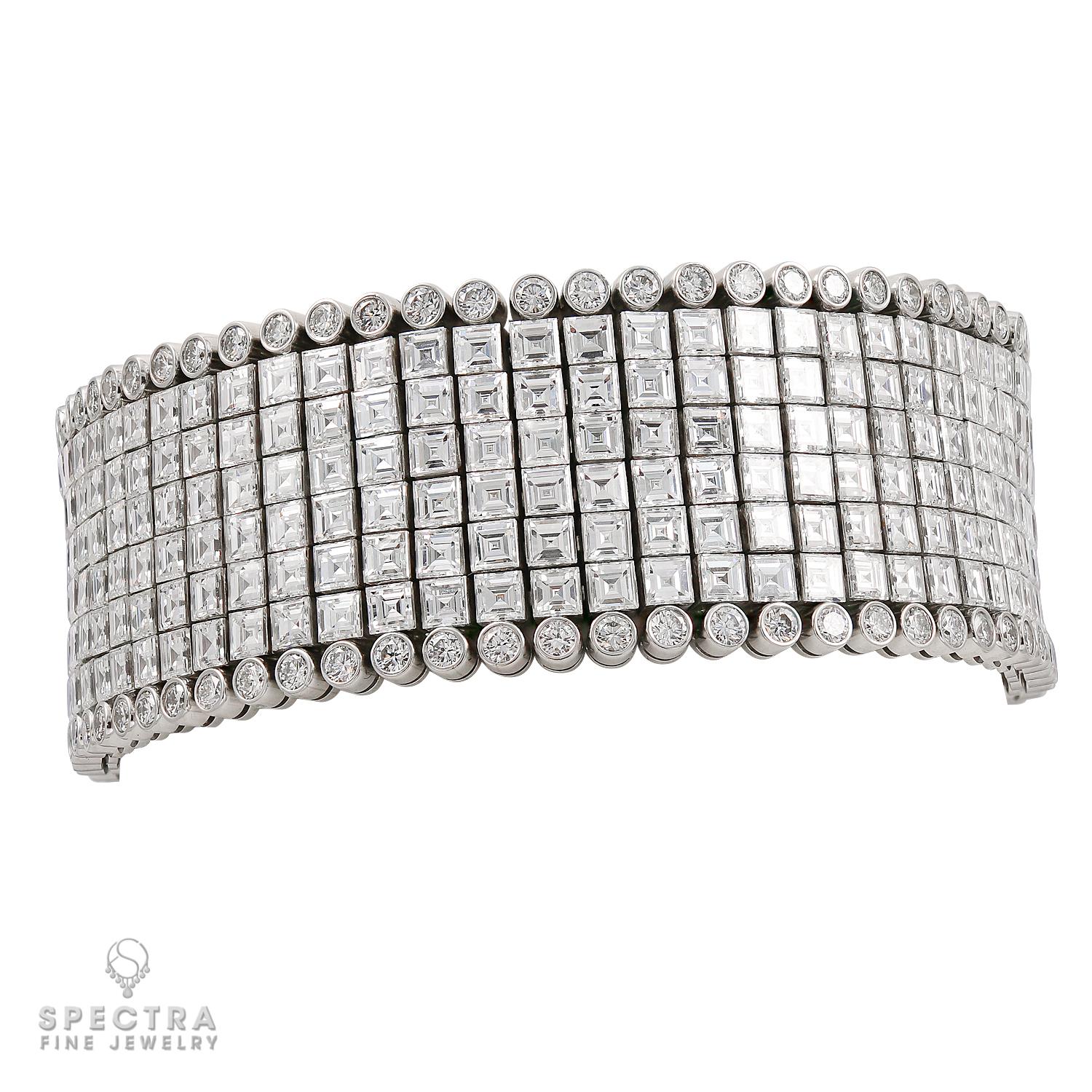 Oscar Heyman Pulsera vintage de platino con diamantes en engaste invisible Retro en venta